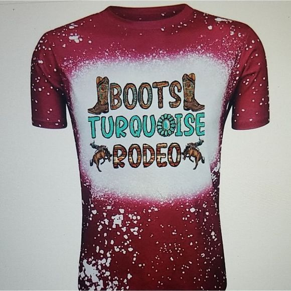 Unbranded Tops - Boots, Turquoise, Rodeo Shirt